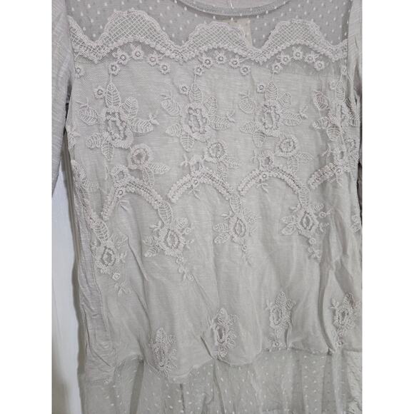 Maurices small gray shirt with lace and embroidery new with tags - Picture 3 of 9